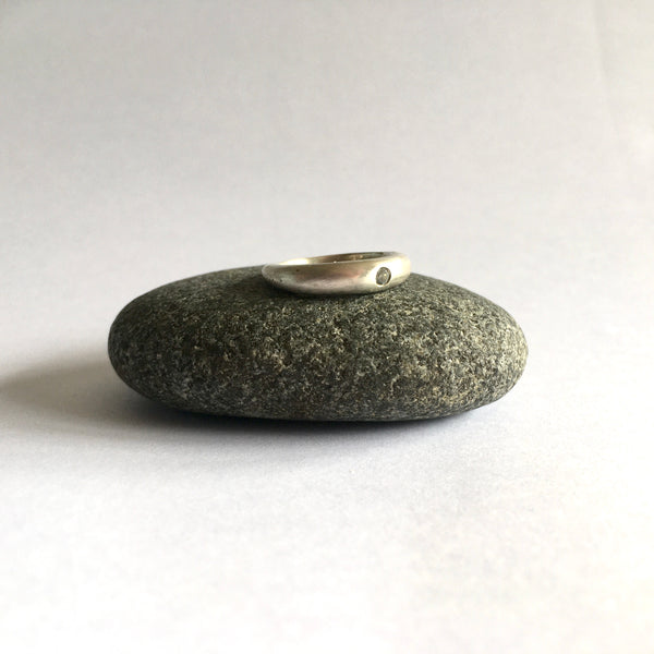 SALE: Size H Sky Blue Topaz Modern Stacking Ring