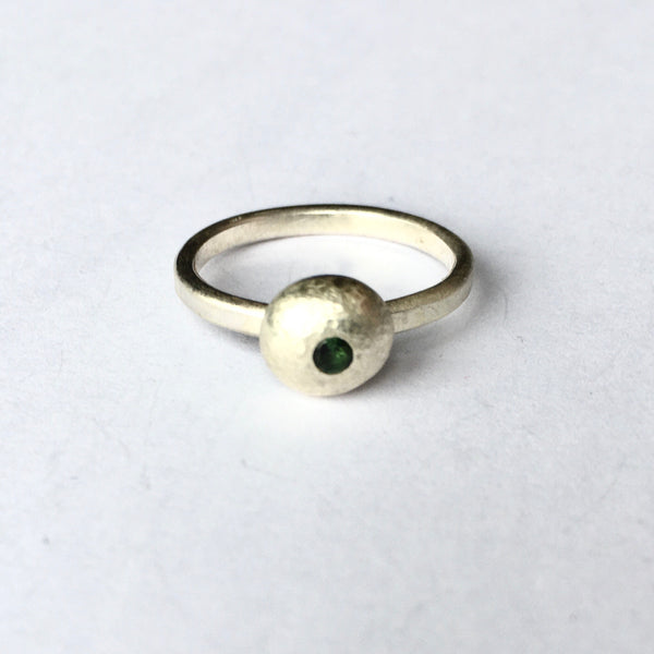 Silver ball ring with 2.25 mm London Blue Topaz in size N. This ring can be resized upon ordering. Available on www.wyckoffsmith.com