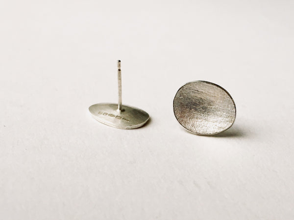 Oval textured silver earrings by Michele Wyckoff Smith