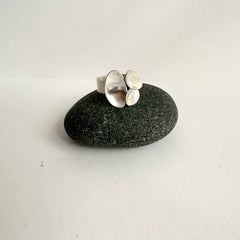 Three Matte Oval Adjustable Silver Ring - Style 4