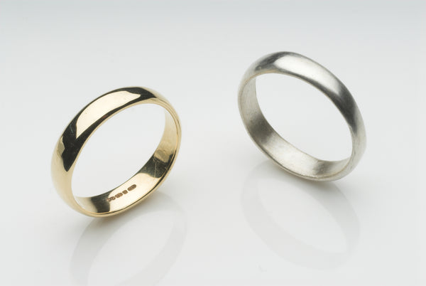 Emma Wedding Ring - Soft D shape wedding ring with polished or matte texture.