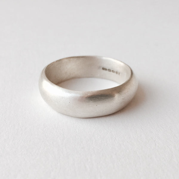 Wide D Shape organic shape silver wedding ring by Michele Wyckoff Smith on www.wyckoffsmith.com.