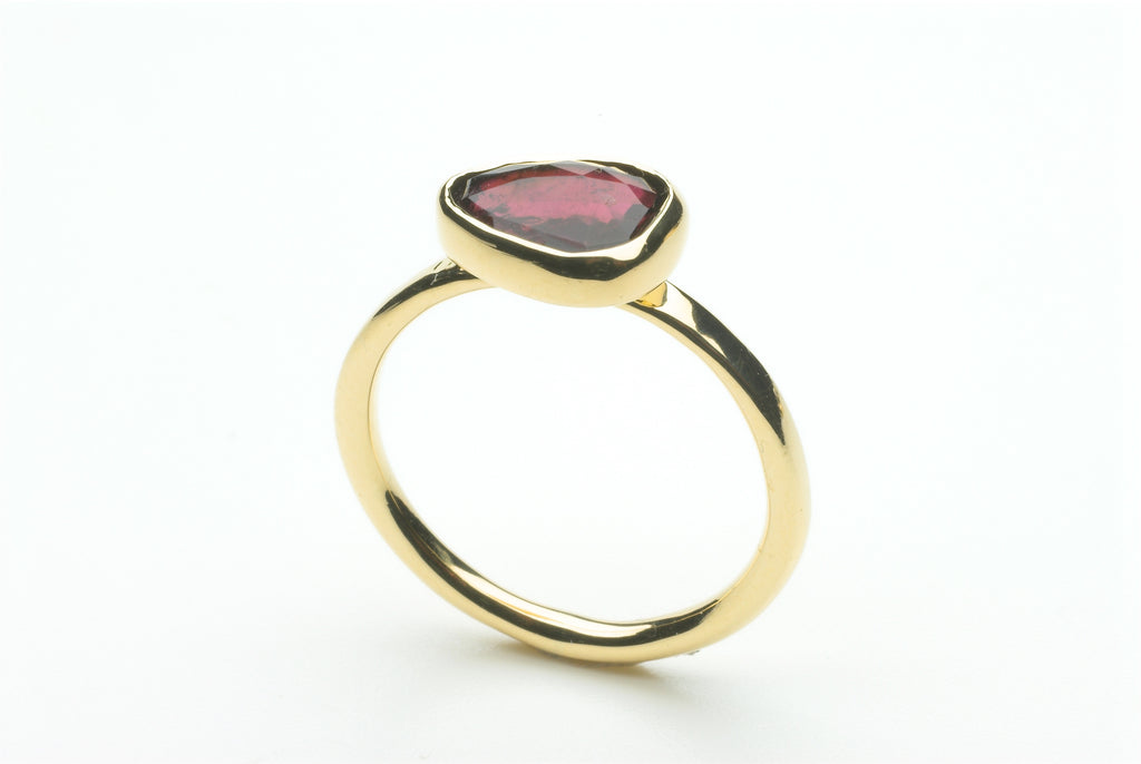 Pink tourmaline ring in gold setting by Michele Wyckoff Smith.