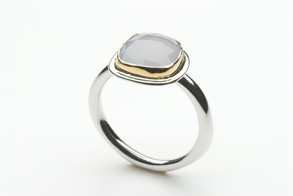 Pale blue chalcedony platform ring by Michele Wyckoff Smith.