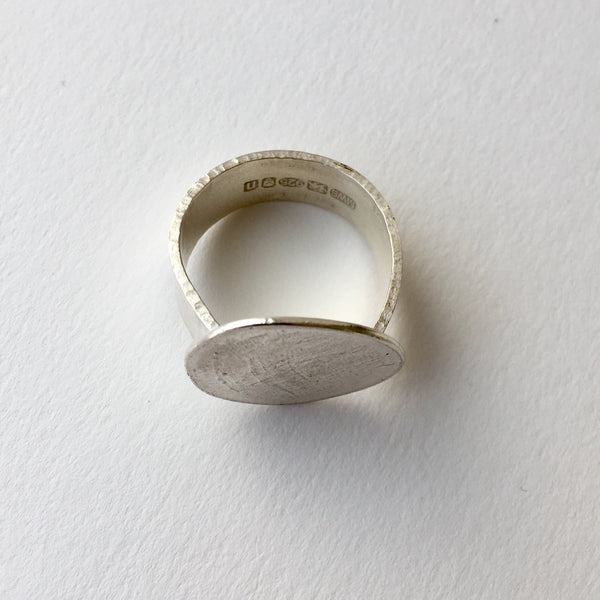 Textured Oval Silver Ring