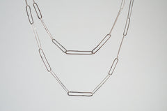 Double Length Paperclip Silver Chain
