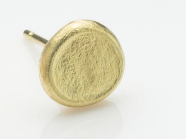 Rough textured gold Shen earring - single post earring.