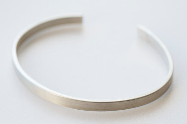 Unisex Rectangular Silver Open Cuff
