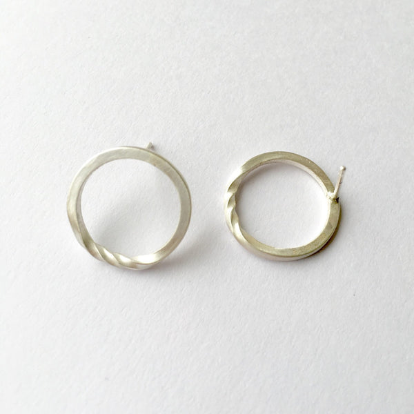 Twisted Circle Earrings in Sterling Silver
