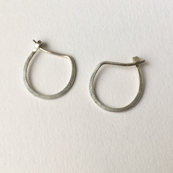 Hand forged U shape silver hoop earrings - Wyckoff Smith Jewellery