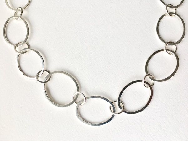 Handmade oval silver chain by Michele Wyckoff Smith.