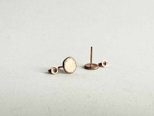 Angled and upside down 14 ct rose gold stud earrings with backings - www.wyckoffsmith.com
