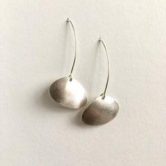 Cherry Stone Oval Dangle Silver Earrings