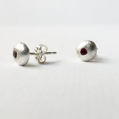 Recycled Silver Gemstones Ball Earrings