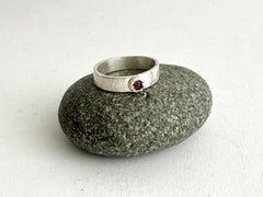 Tudor Set Ruby on Textured Silver Band