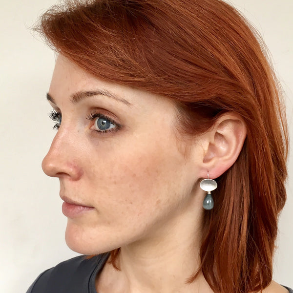 Detachable gemstone earrings shown on model by Wyckoff Smith Jewellery. www.wyckoffsmith.com