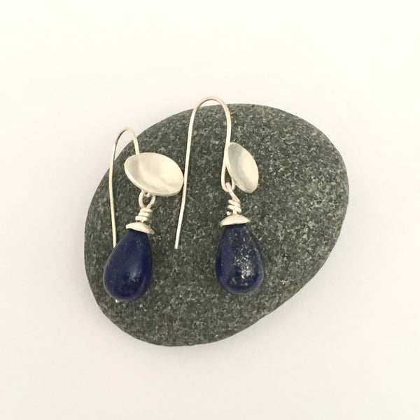 Lapis Lazuli removable pippin gemstones on oval dangle earrings on www.wyckoffsmith.com