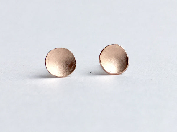 14 ct rose gold domed earrings by Wyckoff Smith Jewellery