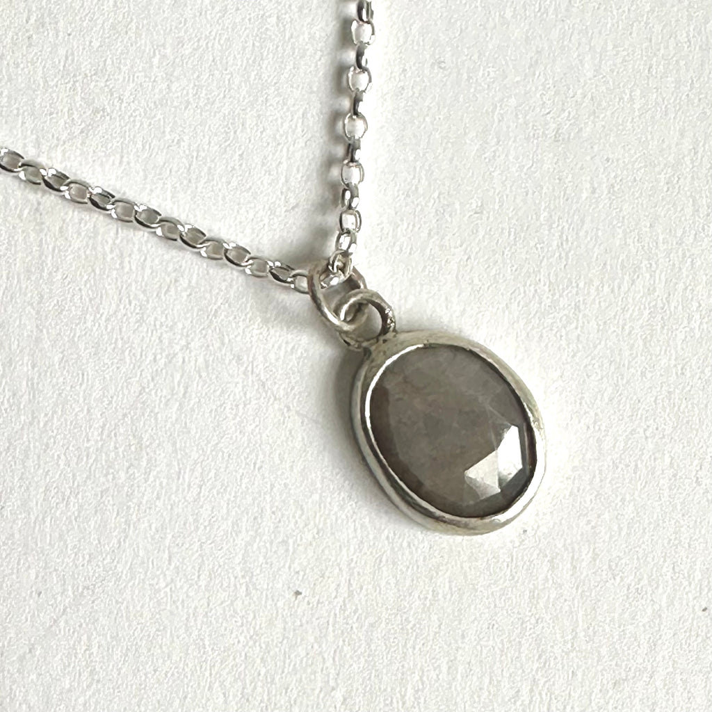 Silky grey faceted sapphire pendant in silver - www.wyckoffsmith.com