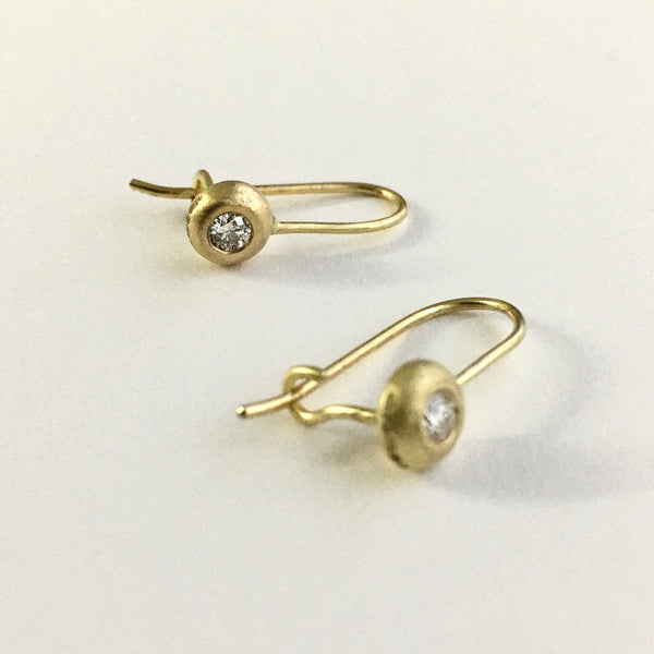 Pair of diamond and 18 ct recycled gold hook earrings - Michele Wyckoff Smith - www.wyckoffsmith.com
