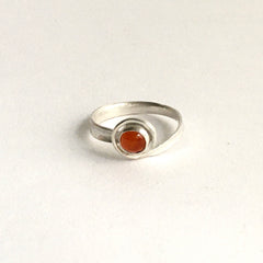 SALE: Hand Forged Silver Wrap Carnelian Ring