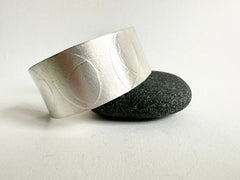 Oval Leaf Textured Silver Cuff Bracelet