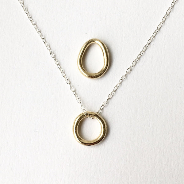 Anika Organic Shaped Pendants in 14 ct Gold or Silver on chain by Michele Wyckoff Smith