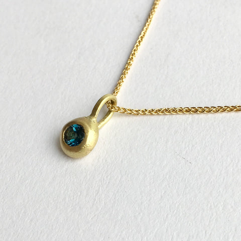 18 ct gold and London Blue Topaz drop pendant by Michele Wyckoff Smith