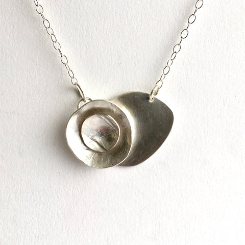 Double Circle Silver Collage Pendant