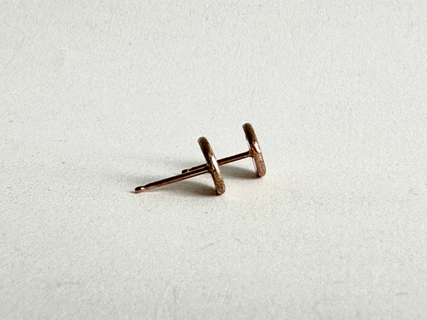 side view of 14 ct rose gold stud Shen earrings - wyckoffsmith.com