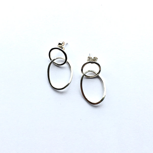 Small silver Twisted Petal Earrings on www.wyckoffsmith.com