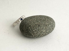 Tudor Set Sapphire on Textured Silver Band