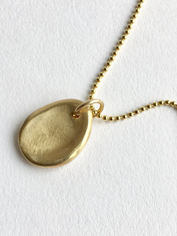9 ct yellow gold Worry Stone necklace - anti anxiety jewelry by Michele Wyckoff Smith