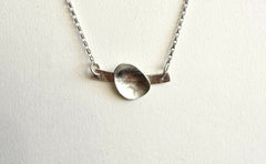 Oval Shape Pendant on Textured Silver Line